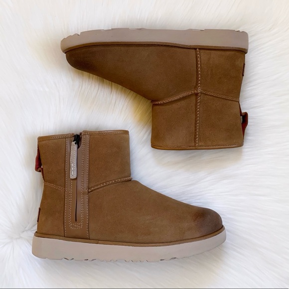 UGG Classic Mini Zip Waterproof Chestnut Boots - Picture 6 of 8